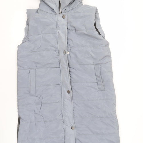 QED LDN Women's Grey M Puffer Jacket Hooded