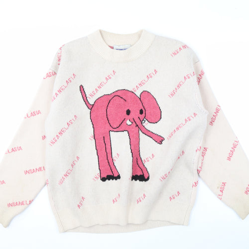 INSANELASIA Women's Beige Elephant Jumper M
