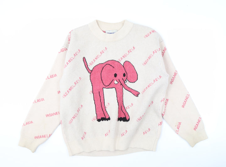 INSANELASIA Women's Beige Elephant Jumper M