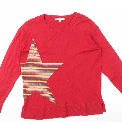 Pebble Bay Women's Red Crew Neck Jumper - Size M