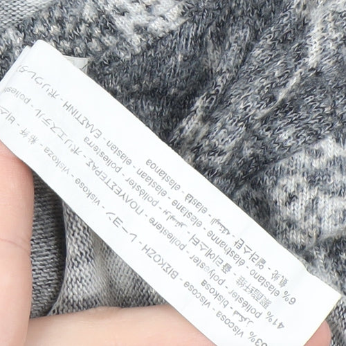 Zara Women's Grey Cropped Knit Top, Size S, Animal Print