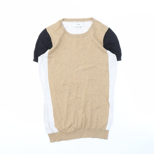 Next Women's Beige Colourblock Ringer T-Shirt - Size 8