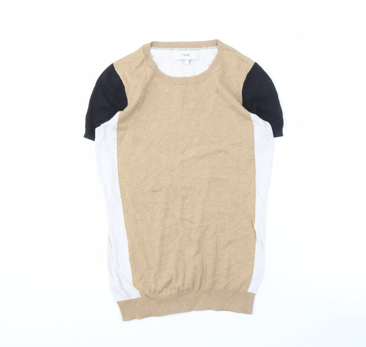 Next Women's Beige Colourblock Ringer T-Shirt - Size 8