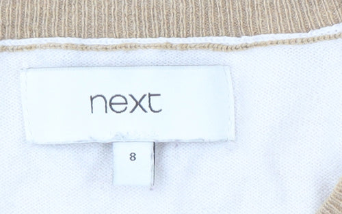 Next Women's Beige Colourblock Ringer T-Shirt - Size 8