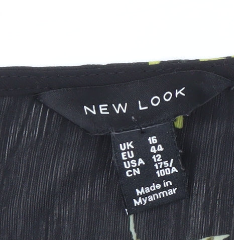 New Look Women's Floral Black Wrap Blouse Size 16