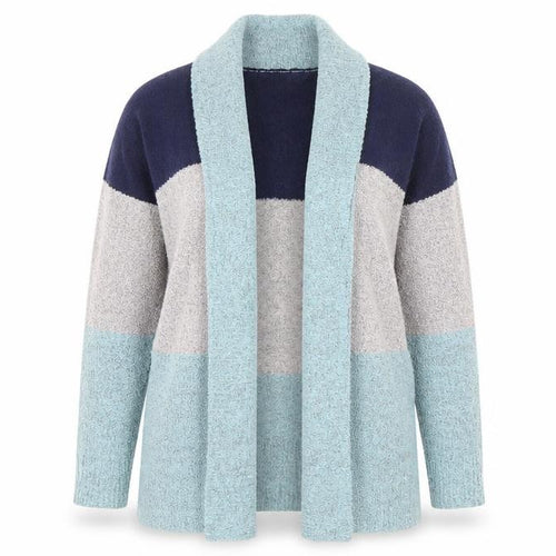 Julipa Women's Blue Grey Open Front Cardigan, Size 12/14, Casual Knit