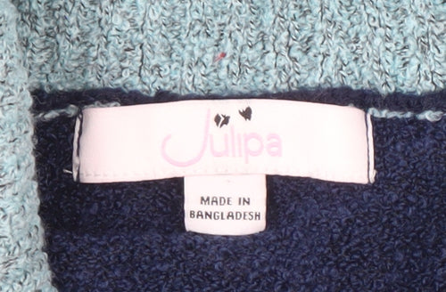 Julipa Women's Blue Grey Open Front Cardigan, Size 12/14, Casual Knit