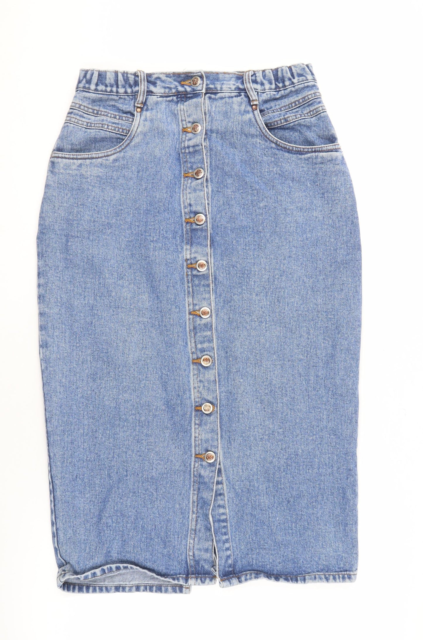 Bill Blass Women's Blue Denim Midi Pencil Skirt Size 10