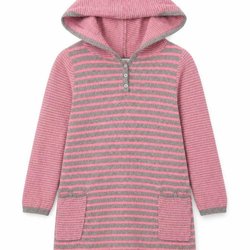 Monsoon Girls Pink Grey Striped Henley Jumper 3-4 Years