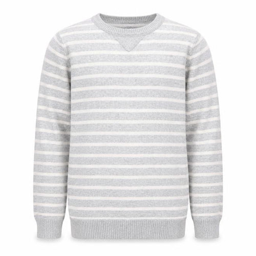 KIABI Boys Grey Striped Pullover Jumper, 10 Years