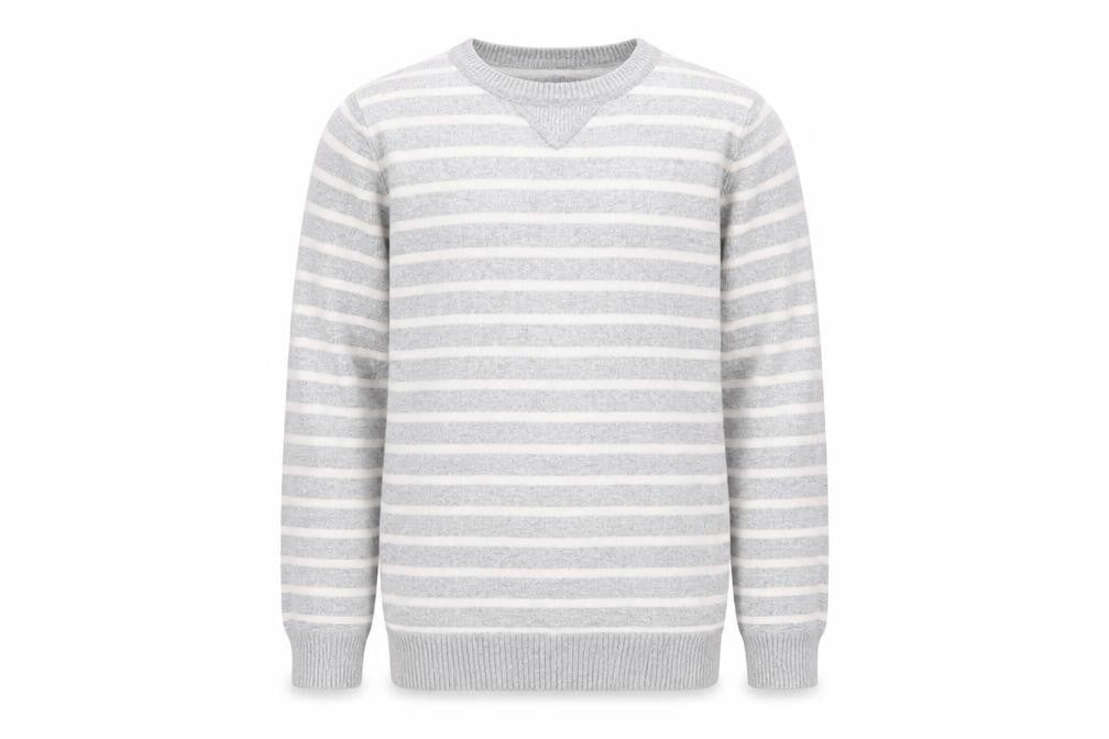 KIABI Boys Grey Striped Pullover Jumper, 10 Years