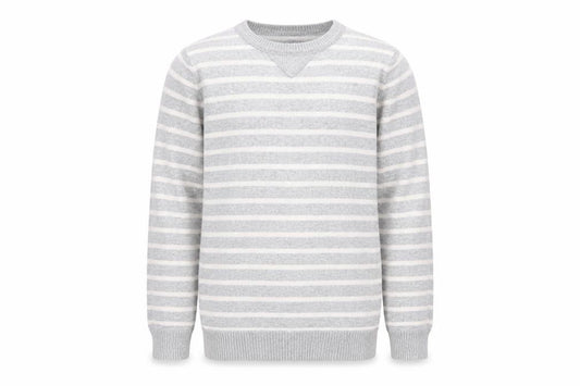 KIABI Boys Grey Striped Pullover Jumper, 10 Years