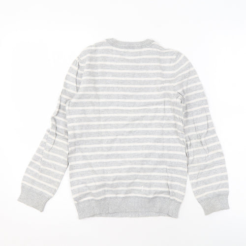 KIABI Boys Grey Striped Pullover Jumper, 10 Years