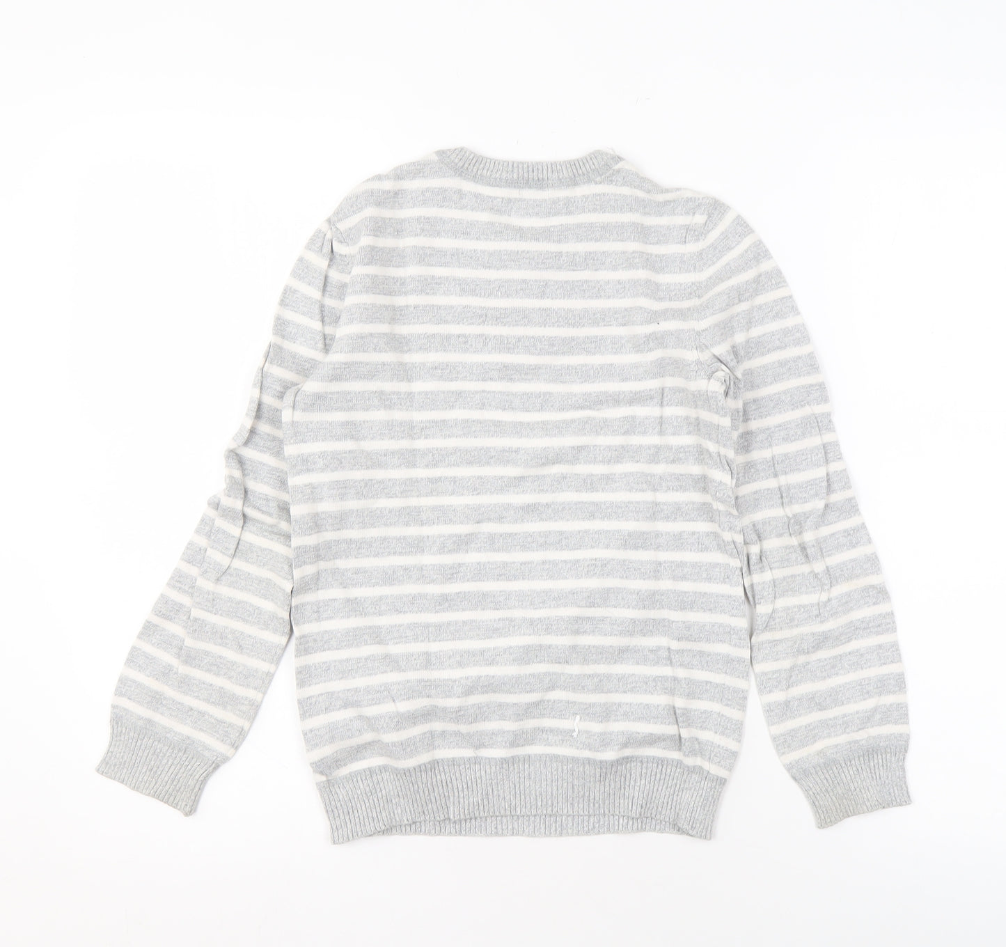 KIABI Boys Grey Striped Pullover Jumper, 10 Years