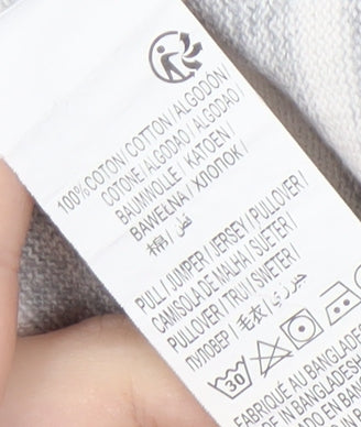 KIABI Boys Grey Striped Pullover Jumper, 10 Years