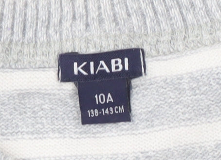KIABI Boys Grey Striped Pullover Jumper, 10 Years