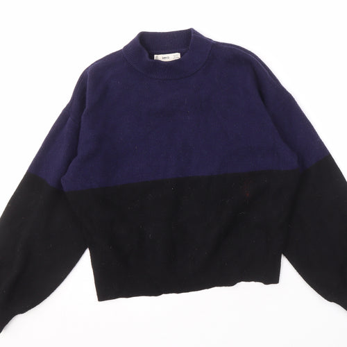 MNG Women's Black & Blue Pullover Jumper Size S