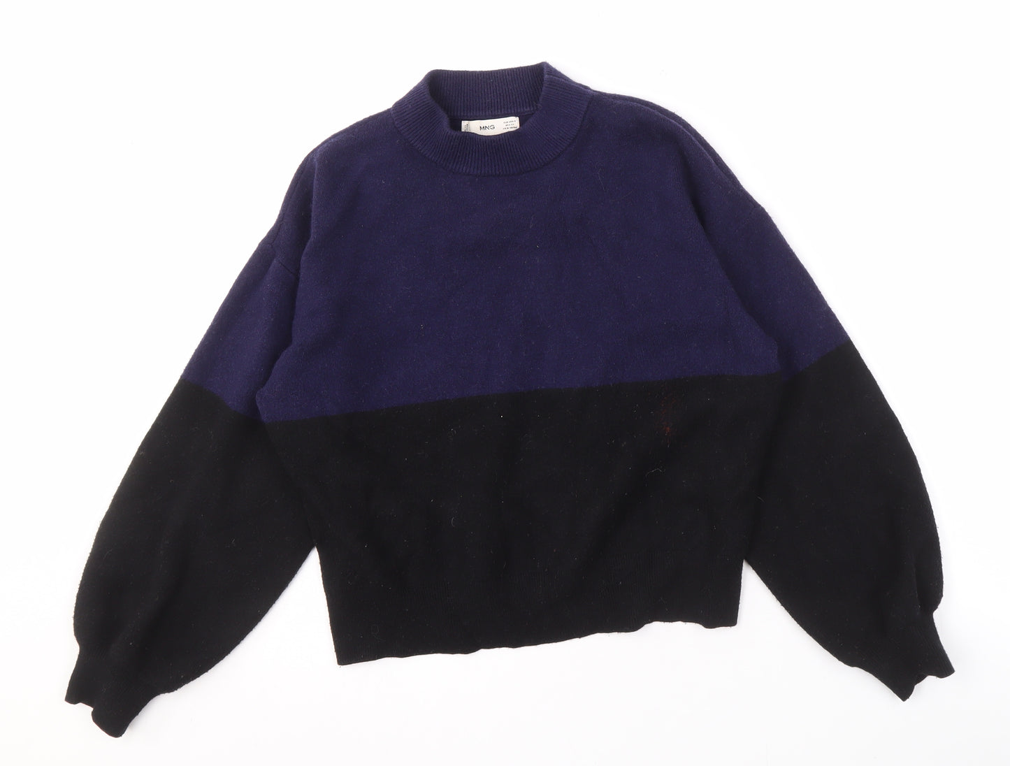 MNG Women's Black & Blue Pullover Jumper Size S