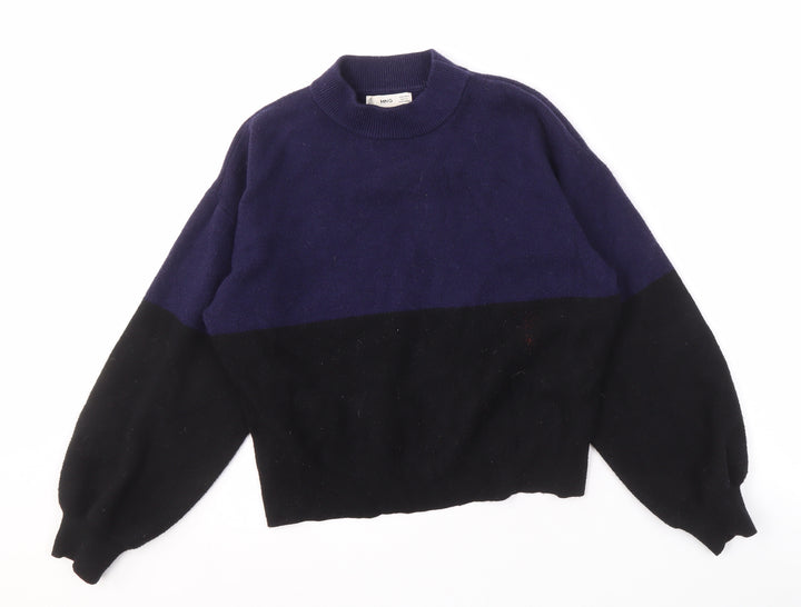 MNG Women's Black & Blue Pullover Jumper Size S