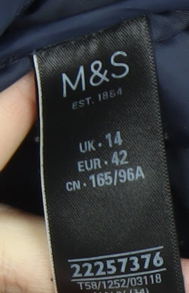 Marks and Spencer Women's Blue Quilted Jacket Size 14