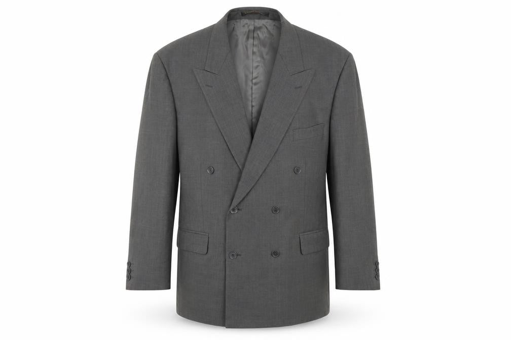 Front view of Marks & Spencer Men's Grey Double-Breasted Blazer 46S