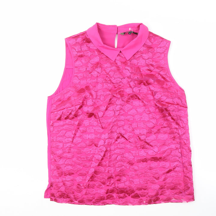 Principles Women's Pink Collared Sleeveless Blouse, Size 18
