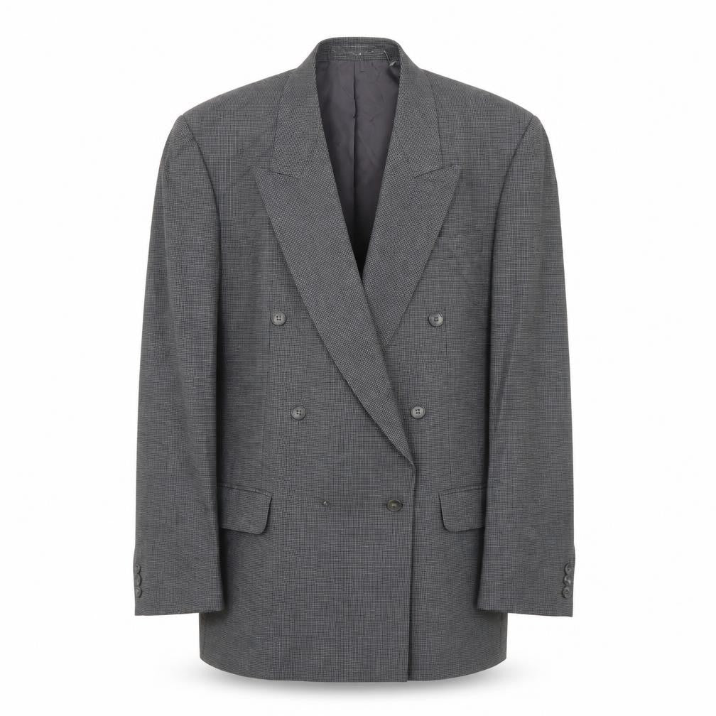 Front view of Pinstripe Men's Grey 40 Regular Fit Blazer Jacket