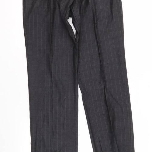 T.M. Lewin Men's Grey Striped Business Trousers 32