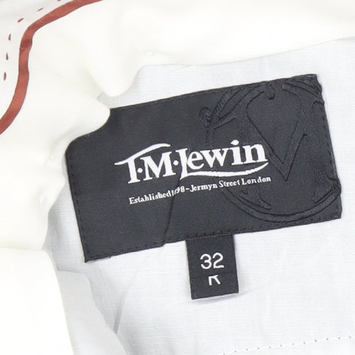 T.M. Lewin Men's Grey Striped Business Trousers 32