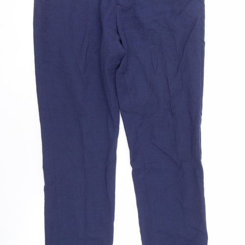 H&M Men's Blue Slim Fit Linen Trousers Size 34R