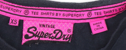 Superdry Women's Black Floral XS Vintage T-Shirt