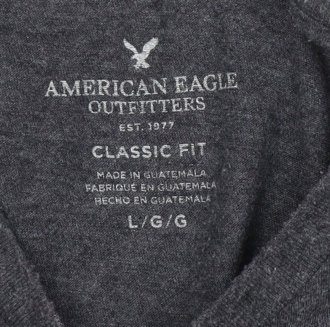 American Eagle Men's Grey Long Sleeve T-Shirt, L