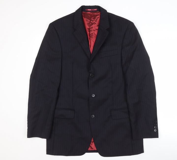 Next Men's Blue Striped Suit Jacket, Size 38, Formal Style