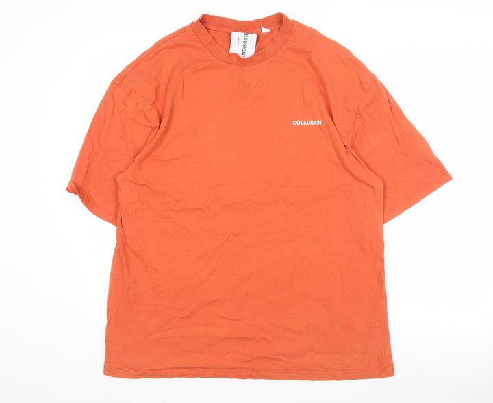 Collusion Men's Orange Cotton T-Shirt - Size L