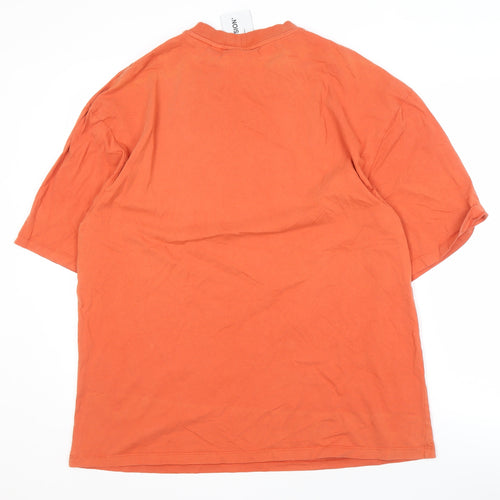 Collusion Men's Orange Cotton T-Shirt - Size L