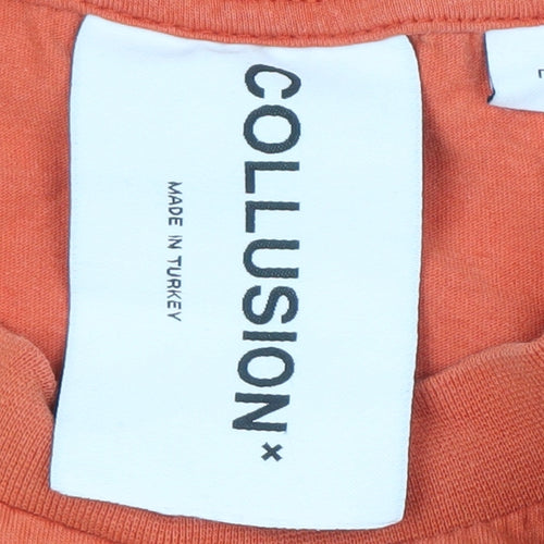 Collusion Men's Orange Cotton T-Shirt - Size L