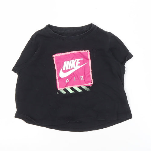 Nike Girls Black Cotton T-Shirt, 11-12 Years, Short Sleeve