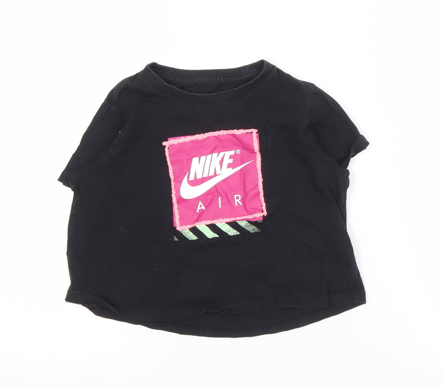 Nike Girls Black Cotton T-Shirt, 11-12 Years, Short Sleeve
