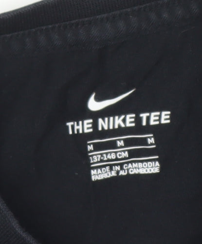 Nike Girls Black Cotton T-Shirt, 11-12 Years, Short Sleeve