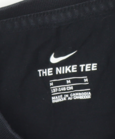 Nike Girls Black Cotton T-Shirt, 11-12 Years, Short Sleeve