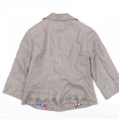 Boden Women's Grey Linen Cotton Short Jacket Size 12