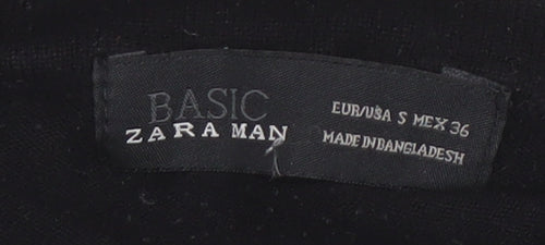 Zara Men's Black Polo Shirt, Size S, Short Sleeve