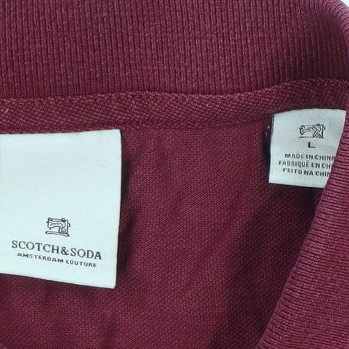 Scotch & Soda Mens Red Polo Shirt L Short Sleeve