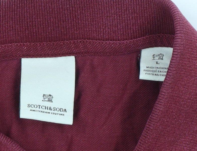 Scotch & Soda Mens Red Polo Shirt L Short Sleeve