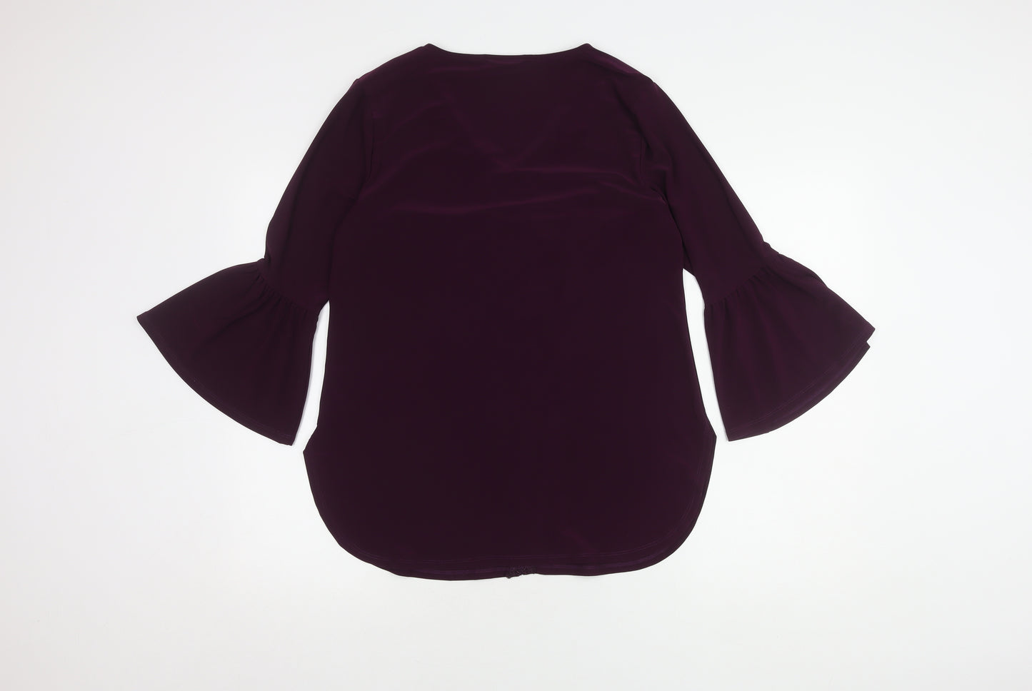 Nina Leonard Women's Purple Blouse Medium Chain V-Neck