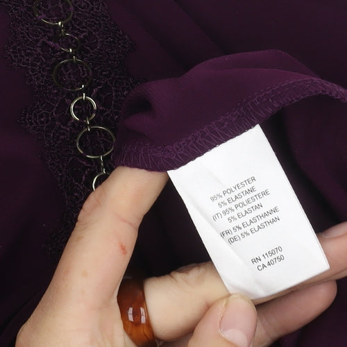 Nina Leonard Women's Purple Blouse Medium Chain V-Neck
