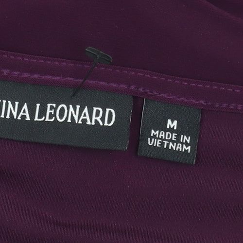 Nina Leonard Women's Purple Blouse Medium Chain V-Neck