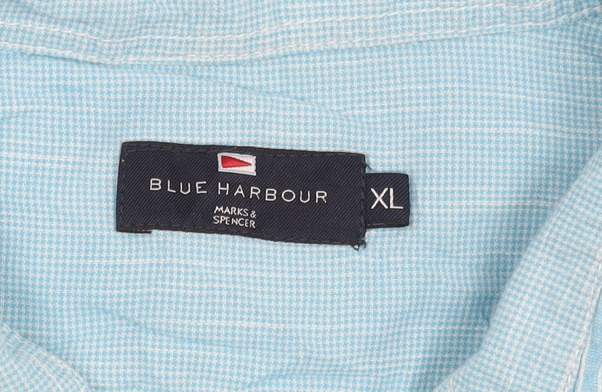 Marks and Spencer Blue Striped Men's XL Button-Up Shirt