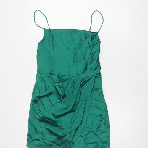 Zara Women's Green Slip Dress, Size S, Sleeveless