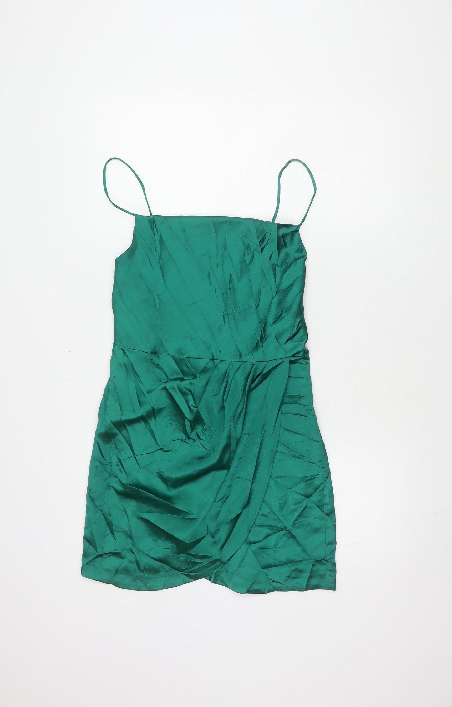 Zara Women's Green Slip Dress, Size S, Sleeveless